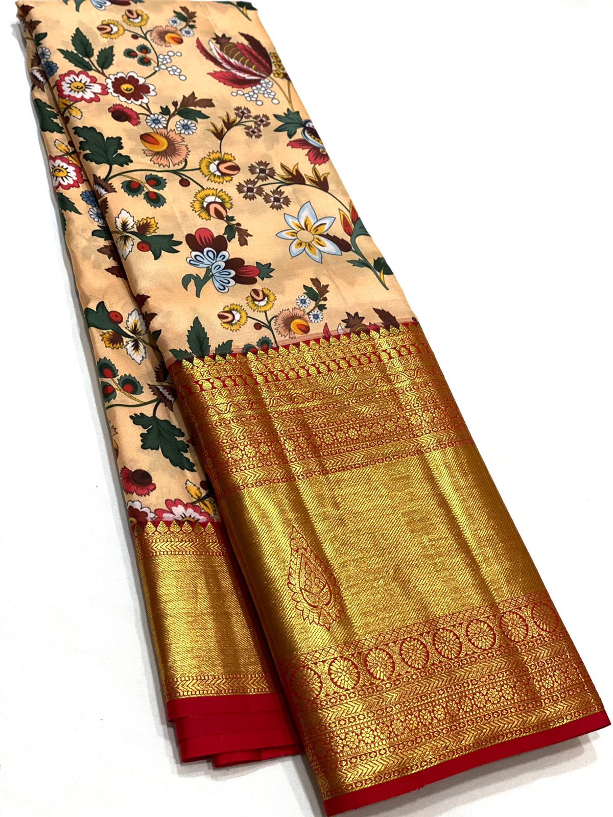 Kanchipuram Kalamkari Digital Print Pure Silk Saree