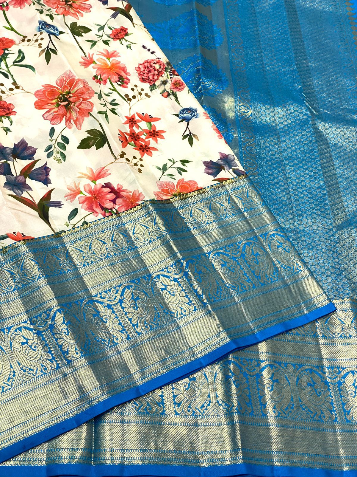 Kanchipuram Kalamkari Digital Print Pure Silk Saree