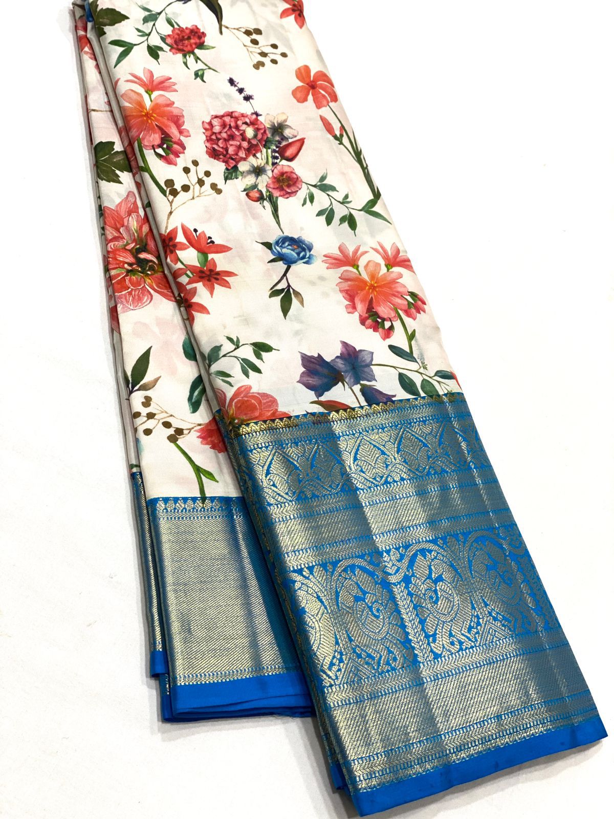 Kanchipuram Kalamkari Digital Print Pure Silk Saree